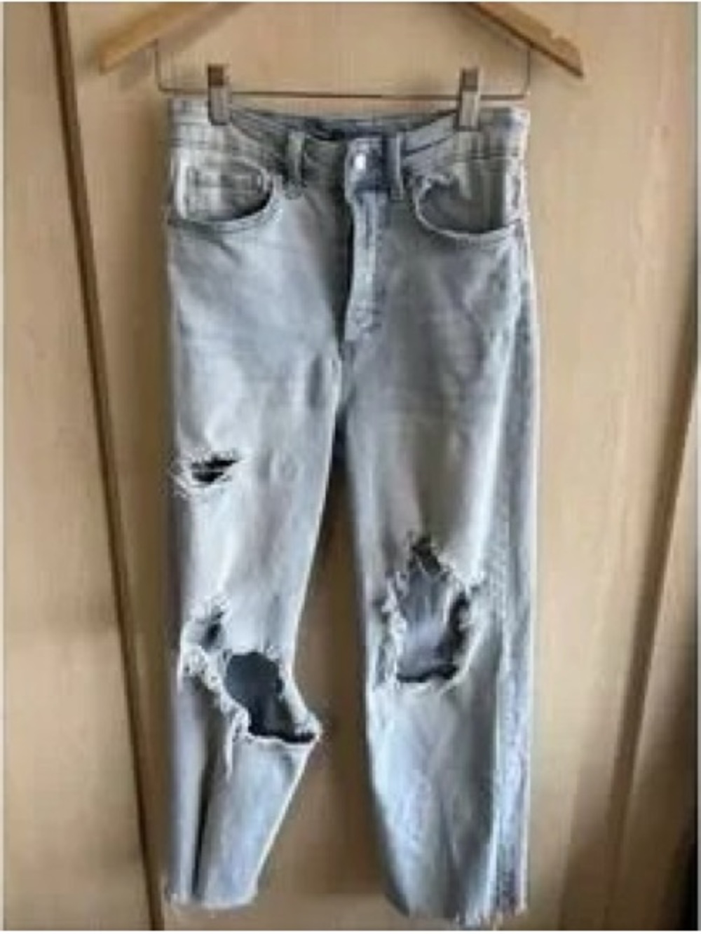 Light Blue Distressed Wide-Leg Jeans